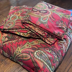 Pottery Barn King Size Paisley Duvet & 2 Euro Pillow Covers